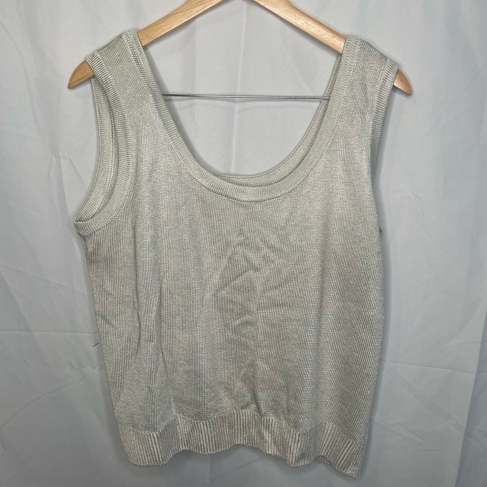 St. John Basics Glitter Knit Tank Top in Silver